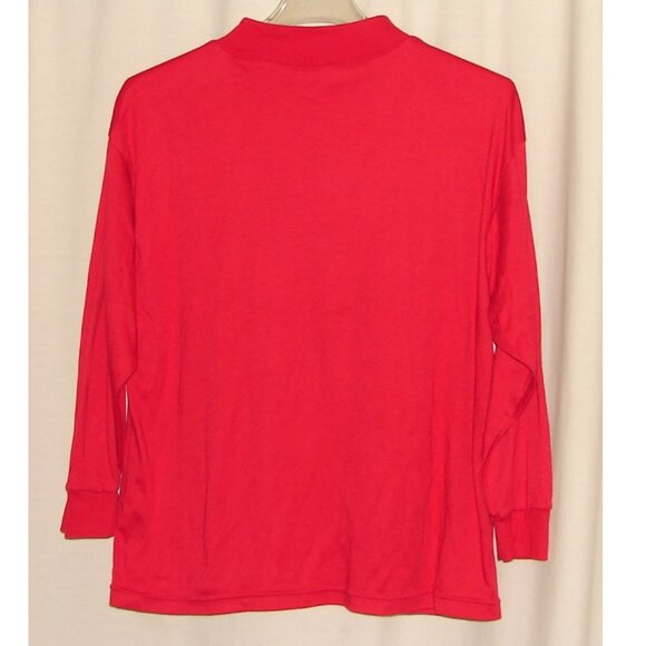 Vtg International Sportswear Mock Neck Pullover TOP, Plus Sz 2X, Red - Picture 4 of 6